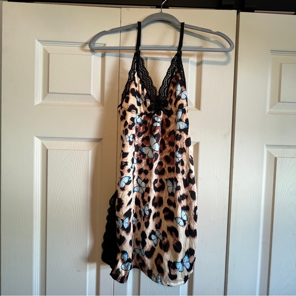 Leopard Print Lace Trim dress